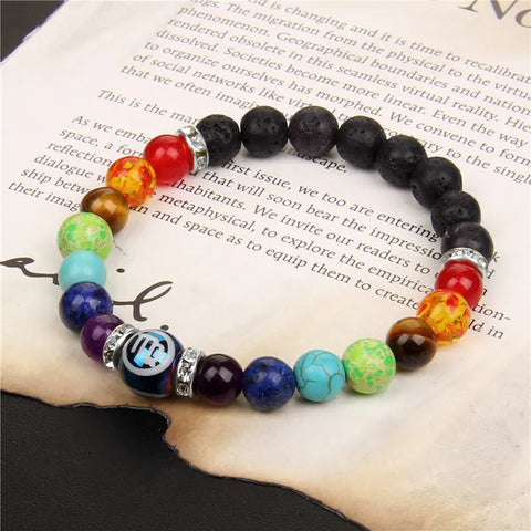 Constellation Chakra Crystal Bracelet adorned with vibrant crystals representing each chakra, designed for energy alignment and spiritual connection