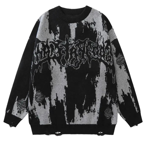 Gothic "Horror" Ripped Sweater