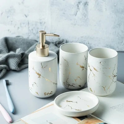 Nordic Marble Gold Bathroom Set