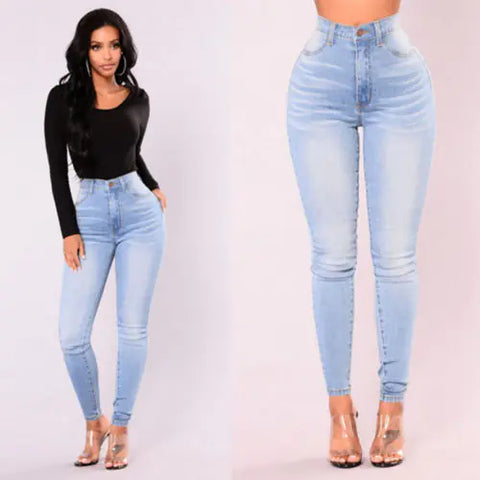 High-Waist Skinny Fit Denim Jeans