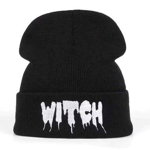 "Witch" Black Beanie for Girls