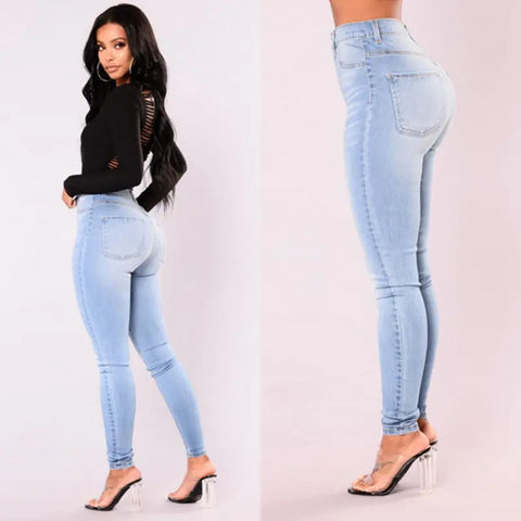 High-Waist Skinny Fit Denim Jeans