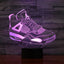 Unique Sneakerhead Hologram Night Lamp featuring a realistic 3D sneaker design with multi-color LED lights, perfect for desks, bedside tables, and shelves.