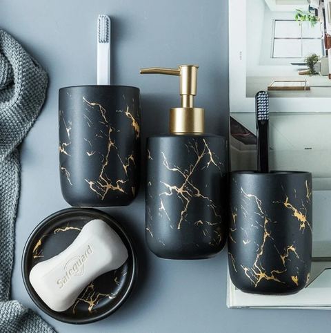 Nordic Marble Gold Bathroom Set