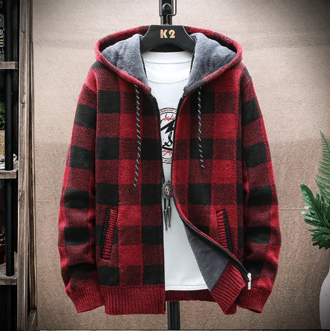 "Plaid Contrast" Unique Design Hoodie