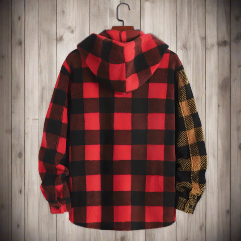 "Plaid Contrast" Unique Design Hoodie