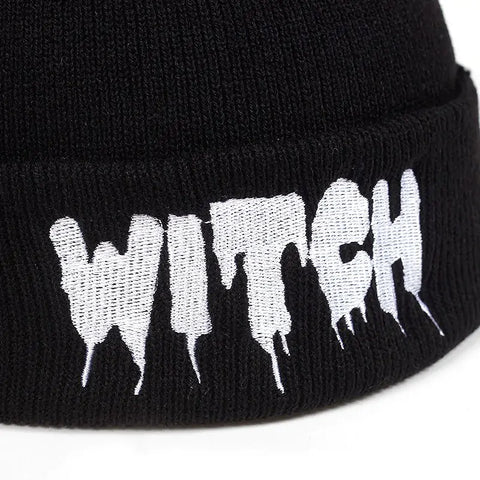 "Witch" Black Beanie for Girls