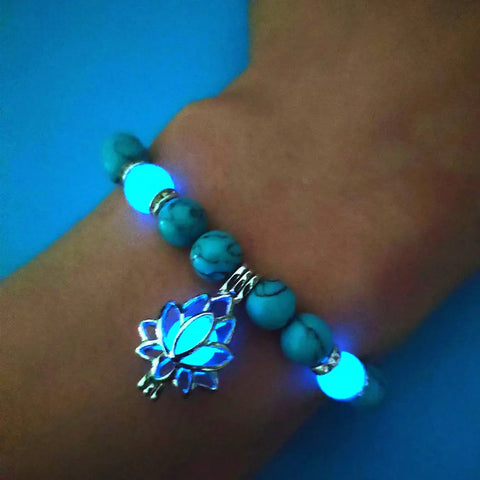 "Blue Lotus" Natural Glow Stone Bracelet