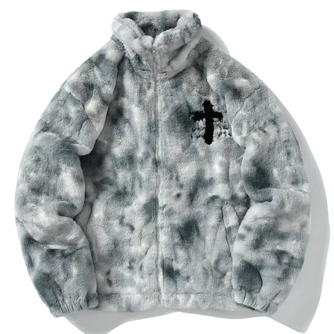 Aolamegs - Oversized Rabbit Fur Jacket