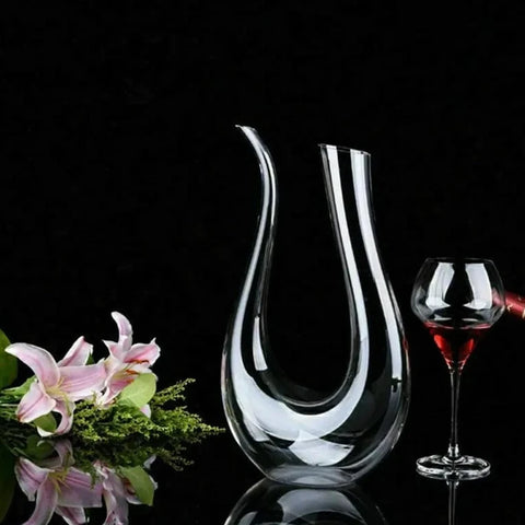 Symphonie Designer Wine Decanter with a unique swan shape, crafted from lead-free crystal glass, designed to enhance the flavor and aroma of your favorite wines