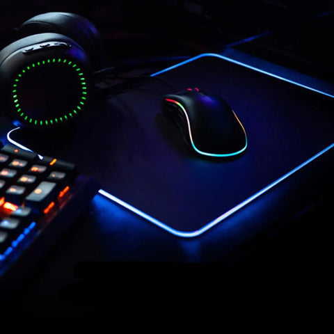 Symphony RGB Luminous Mouse Pad with dynamic lighting and a non-slip base, perfect for enhancing gaming and office setups