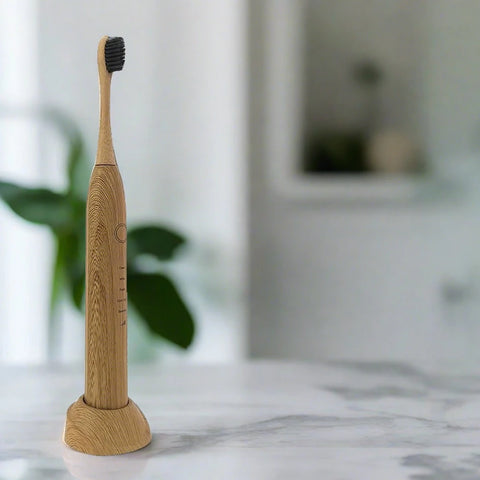 Eco-friendly Bamboo Smart Electric Toothbrush with a sustainable design, powerful 2.5W motor, and rechargeable lithium-ion battery, perfect for modern and efficient oral care